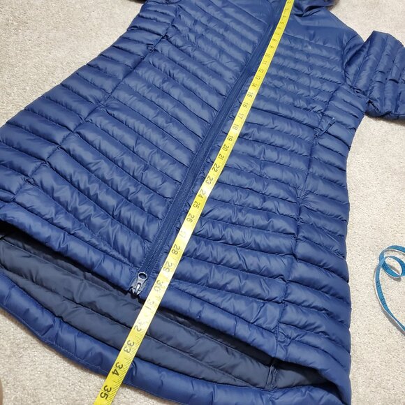 HELLY HANSEN Fernie Hooded Insulator Long Puffer Jacket Coat Navy Blue Womens XS - Picture 16 of 16